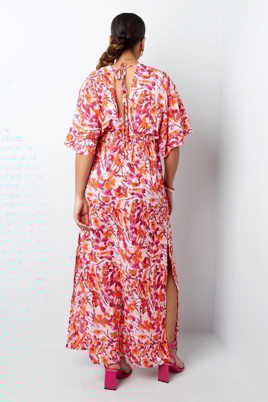 Robe cintrée fleurs - orange/rose Image7